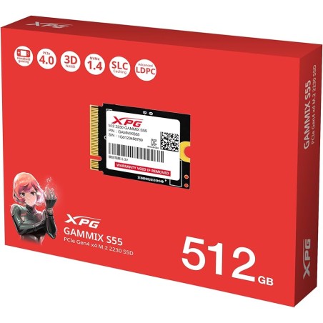 Disco De Estado Solido Xpg Gammix S55 - 512GB - M.2 PCI NVME 4X4 - 2230 - 5000MB/S - 3700MB/S