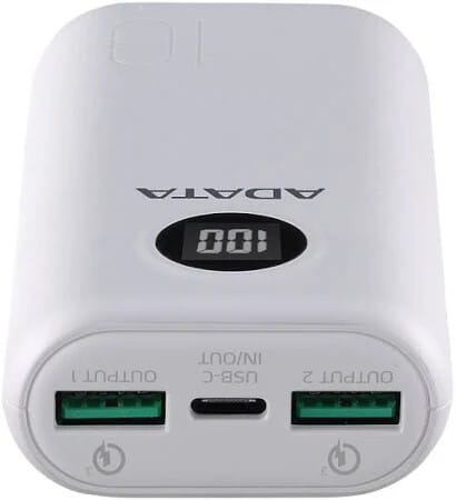 Power Bank Adata P10000QCD - Carga Rapida - 10000MAH - 2 Puertos USB - 1 Tipo C - Pantalla Indicadora De Carga - Blanca miniatura 2