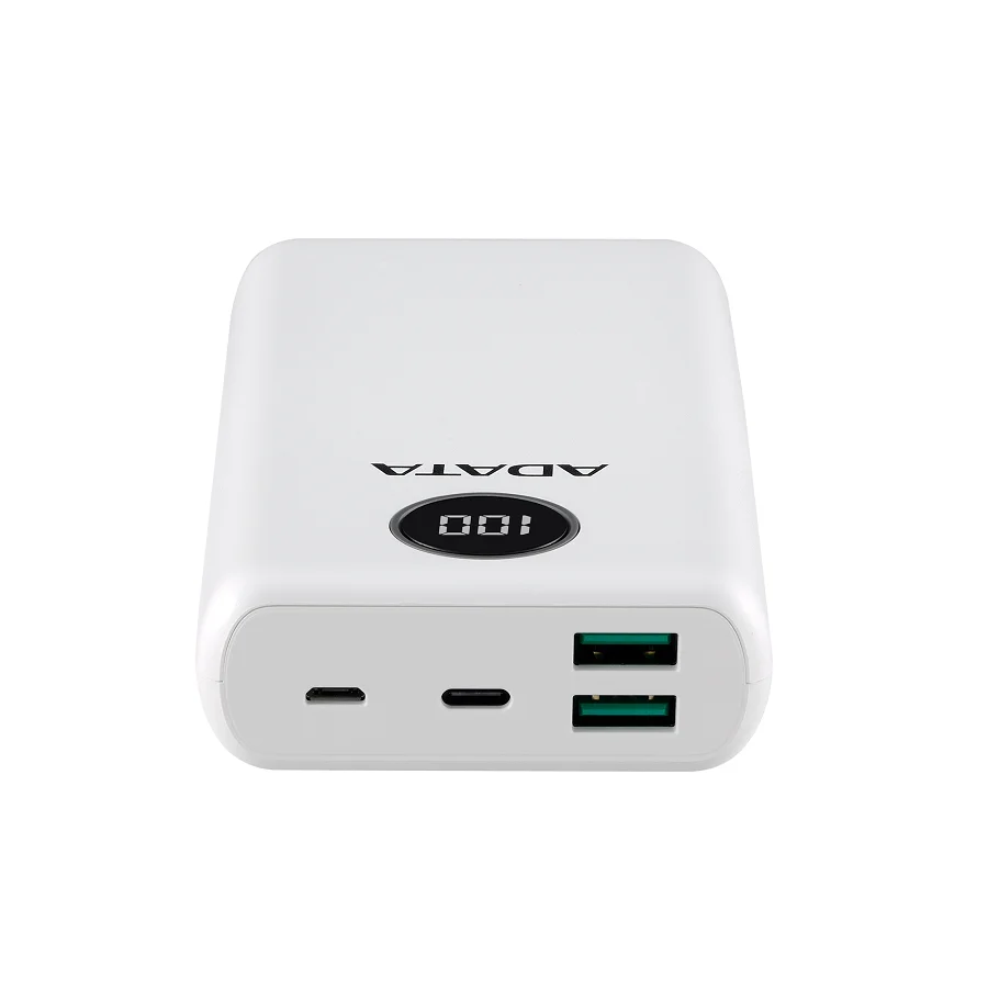 Power Bank Adata P20000QCD - Carga Rapida - 20000MAH - 2 Puertos USB - 1 Tipo C - Pantalla Indicadora De Carga - Blanca miniatura 3