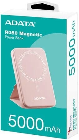 Power Bank Adata R050 - Carga Rapida - 5000MAH Carga Inalambrica Magnetica - Rosa