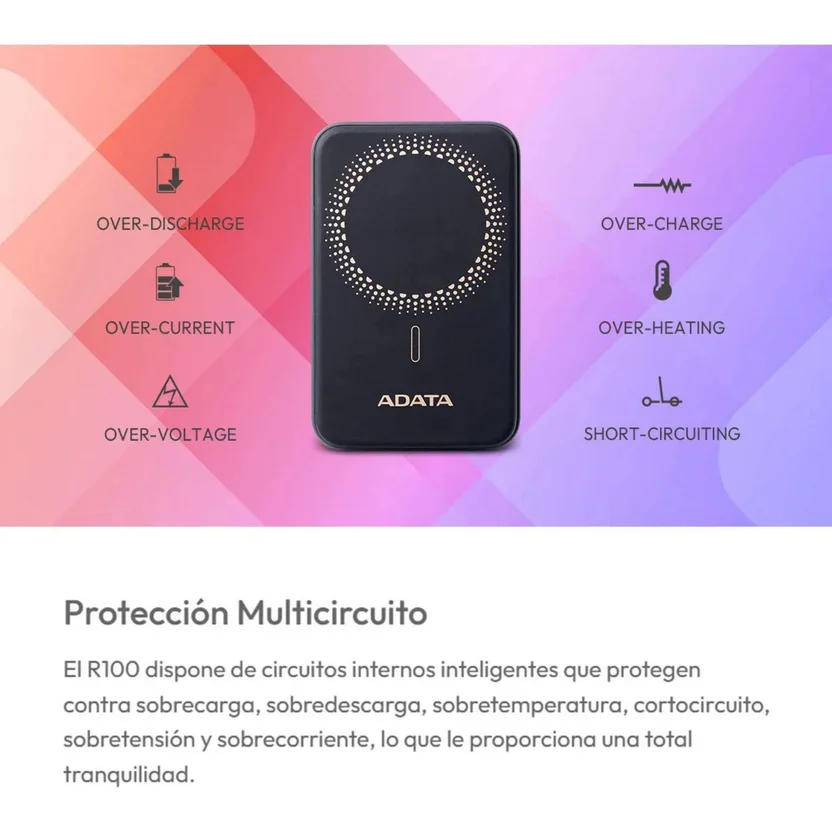Power Bank Adata R0100 - Carga Rapida - 10000MAH Carga Inalambrica Magnetica - Con Soporte Plegable - Negra miniatura 5