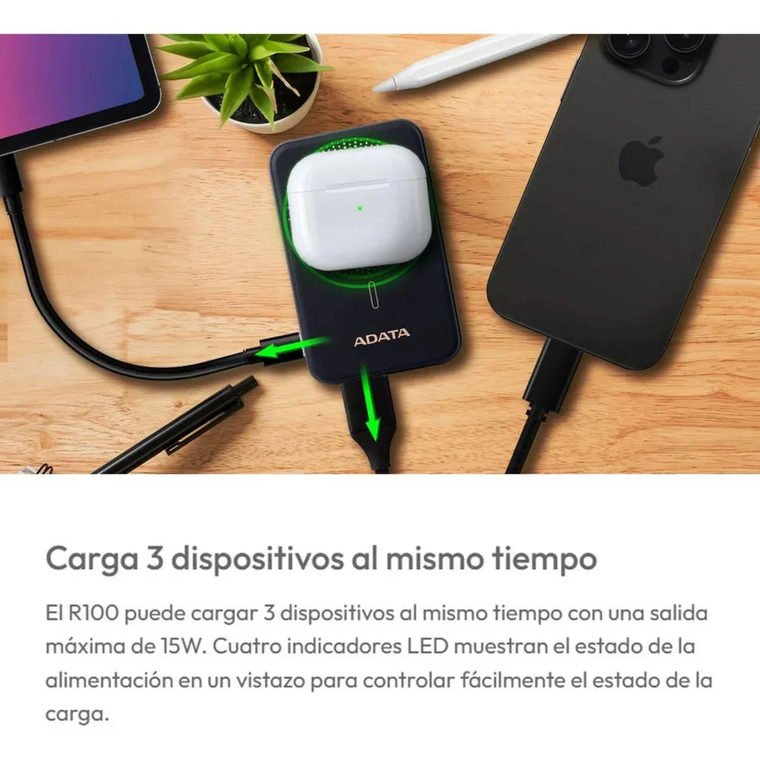Power Bank Adata R0100 - Carga Rapida - 10000MAH Carga Inalambrica Magnetica - Con Soporte Plegable - Negra miniatura 6