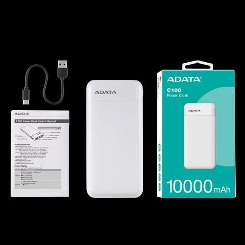 Power Bank Adata C100 - Carga Rapida - 10000MAH - 2 Puertos USB - 1 Tipo C - Pantalla - Blanca miniatura 4