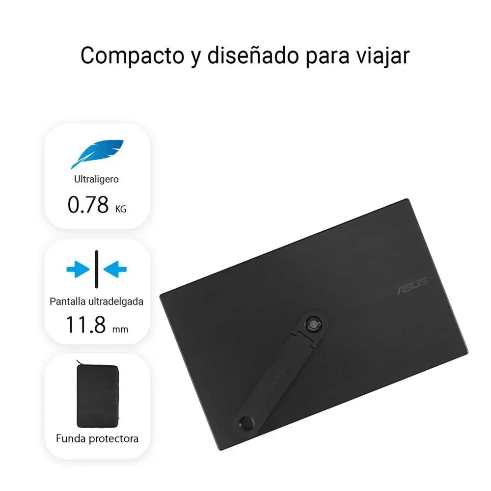 Monitor Portatil Asus 15,6" Zenscreen MB169CK - FHD - IPS - Mini HDMI X 1 - Doble USB Tipo C - 60HZ - 5MS - Soporte Ajustable 360 miniatura 6