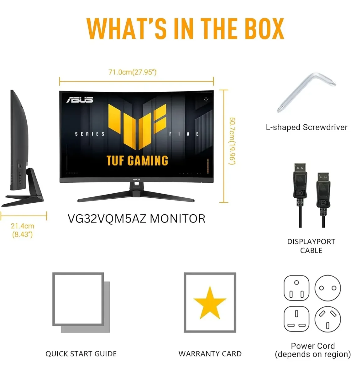 Monitor Asus TUF Gaming 32" Curvo VG32VQM5B - FHD - HDMI - Display Port - Tasa De Refresco 250HZ - 0,5MS - Altavoz 2W X 2 miniatura 7
