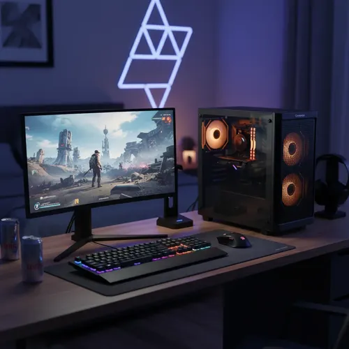 Amd Ryzen 5 5600G-CAJA ATX Gamer Con 3 Ventiladores-board Asus Prime A520M-K - 16GB DDR4 -512GB Ssd-linux + Monitor 24" + Teclado Mouse