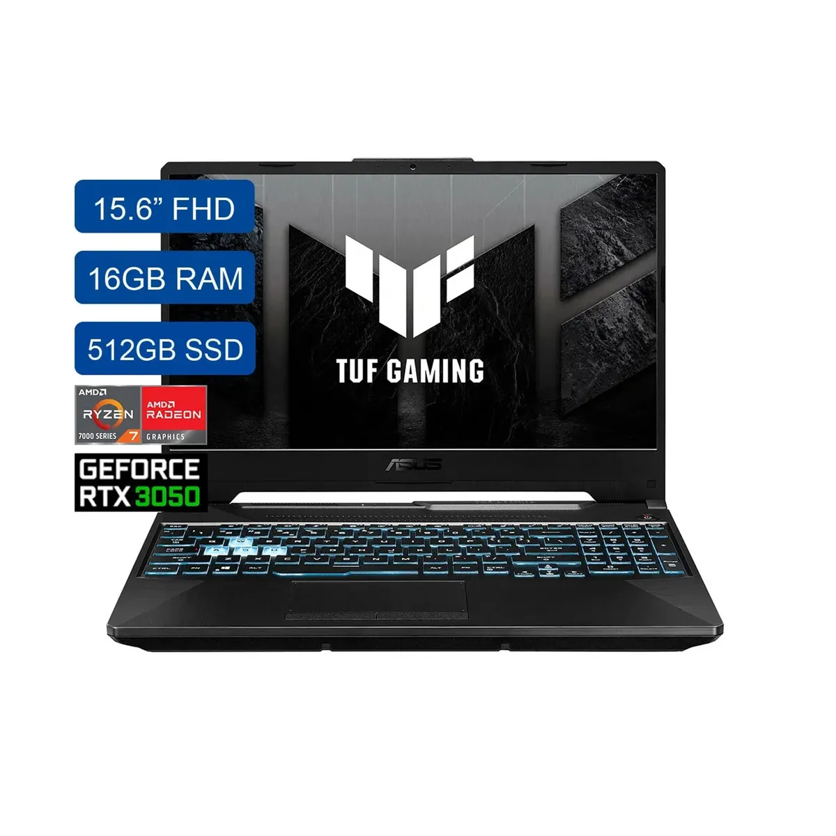 Asus TUF FA506NCG-HN204 - Amd Ryzen 7 7445HS - 8GB DDR5 - 512GB SSD - Pantalla 15,6" FHD - No DVD - Geforce RTX 3050 4GB GDDR6 - Freedos - Black