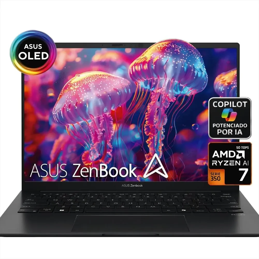 Asus Zenbook UM3406GA-QL121 - Amd Ryzen AI 7 445 - 16GB LPDDR5X - 1 Tera SSD - Pantalla 14" OLED WUXGA - No DVD - HDMI - Freedos - Jade Black miniatura 6