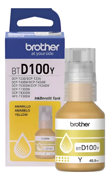 Tinta Brother BTD100Y Yellow - 48,8ML - Compatible Con MC-T930DW -DCP-T830DW- DCP-T730DW - DCP-T530DW - DCPT430W - DCP-T230 miniatura 2