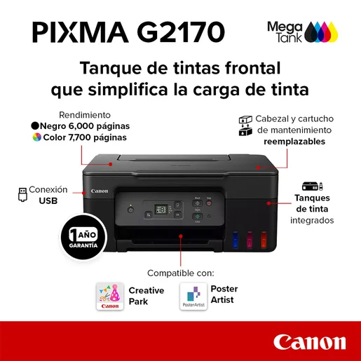Canon G2170 - Multifuncional -tinta Continua - USB - Amplia Y Reduce - Panel LCD miniatura 4