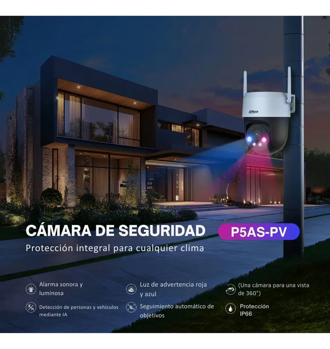 Dahua DH-H5A - 5MP 3K - Vista 360 - Incluye Microfono Y Altavoz - Almacena Hasta 256GB Micro Sd -deteccion AI Humana Y Mascotas - WIFI 6 - RJ45 miniatura 5