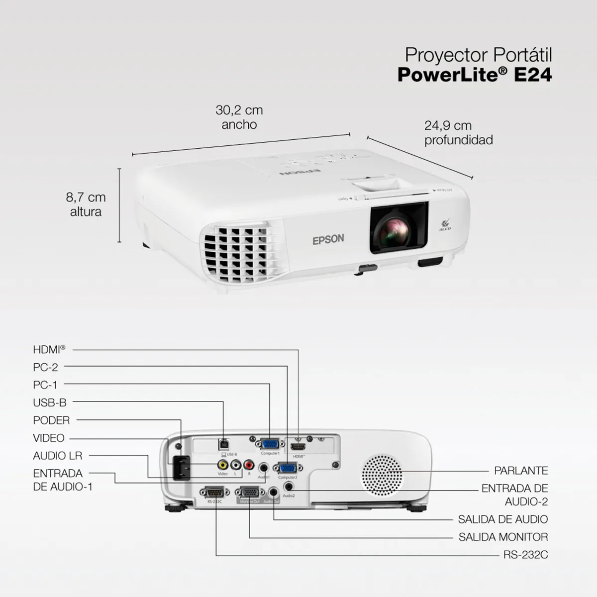 Video Beam Epson Powerlite E24 - 3600 Lumens - Resolucion XGA - HDMI miniatura 4