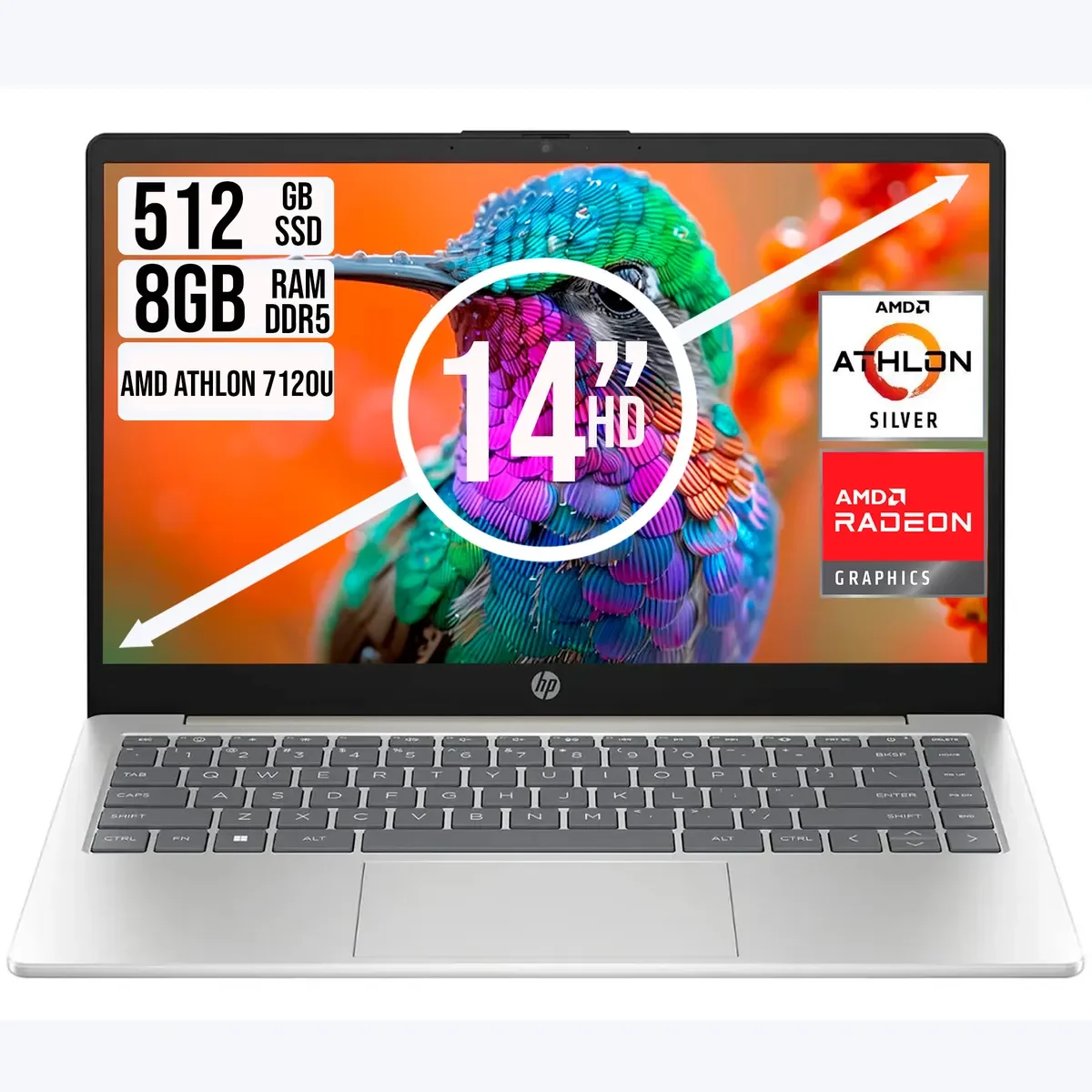 HP 14-EM0217LA - Amd Athlon Silver 7120U - 8GB LPDDR5 - 512GB SSD - Pantalla 14" Hd - No DVD - HDMI - Freedos - Dorada ( D18T1LA#ABM ) miniatura 5