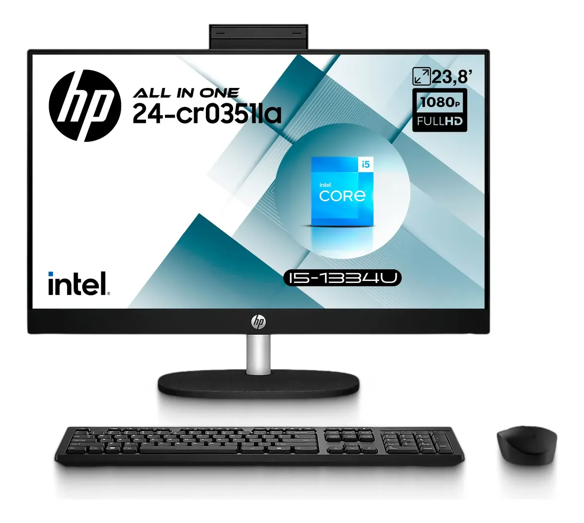 AIO HP 24-CR0351LA - Intel Core I5 1334U - 8GB DDR4 - 512GB SSD - Pantalla 23,8" FHD - No DVD - HDMI - Freedos - Negro ( C34JTLA#ABM )