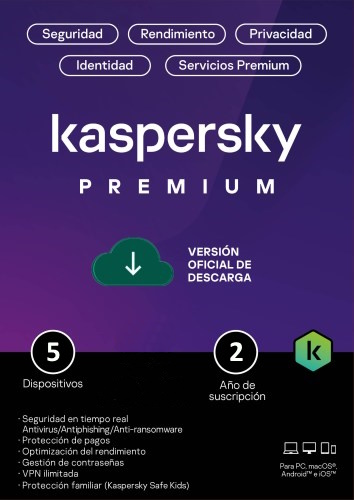 Licencia Kaspersky Premium 5 Usuarios (24 Meses)