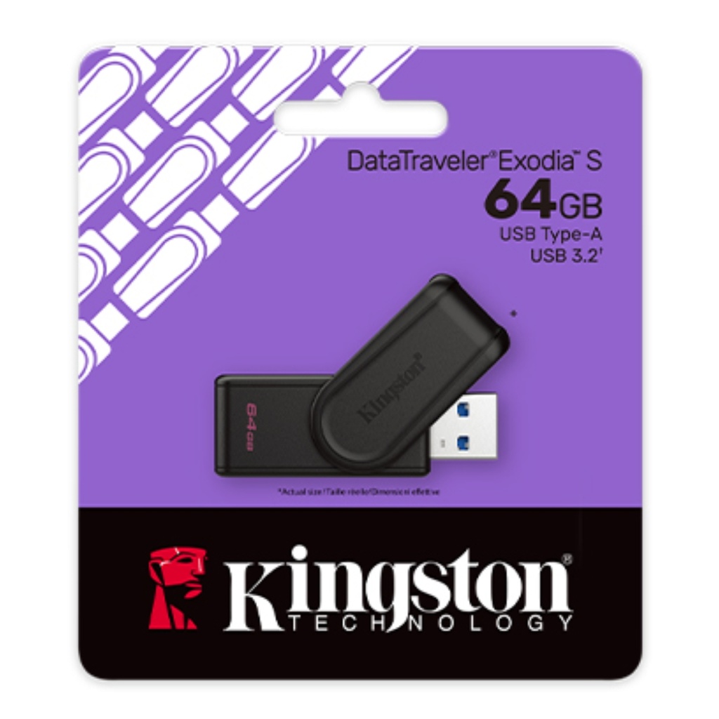 Memoria USB Kingston Datatraveler 3.2 DTX Exodia S - 64GB - Tapa Giratoria - Negra
