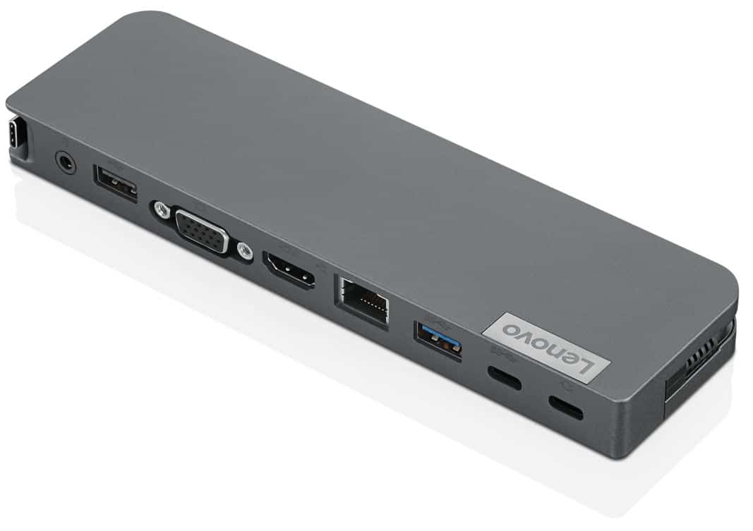 Mini Dock Lenovo USB-C - Puertos USB X 3 - Puerto De Carga - Conector De Audio - HDMI X 1 - VGA X 1 - Giga Bit RJ45 - 40AU0065US