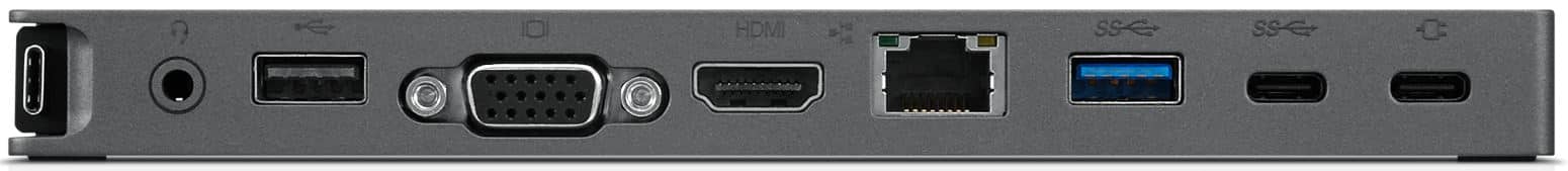Mini Dock Lenovo USB-C - Puertos USB X 3 - Puerto De Carga - Conector De Audio - HDMI X 1 - VGA X 1 - Giga Bit RJ45 - 40AU0065US miniatura 3