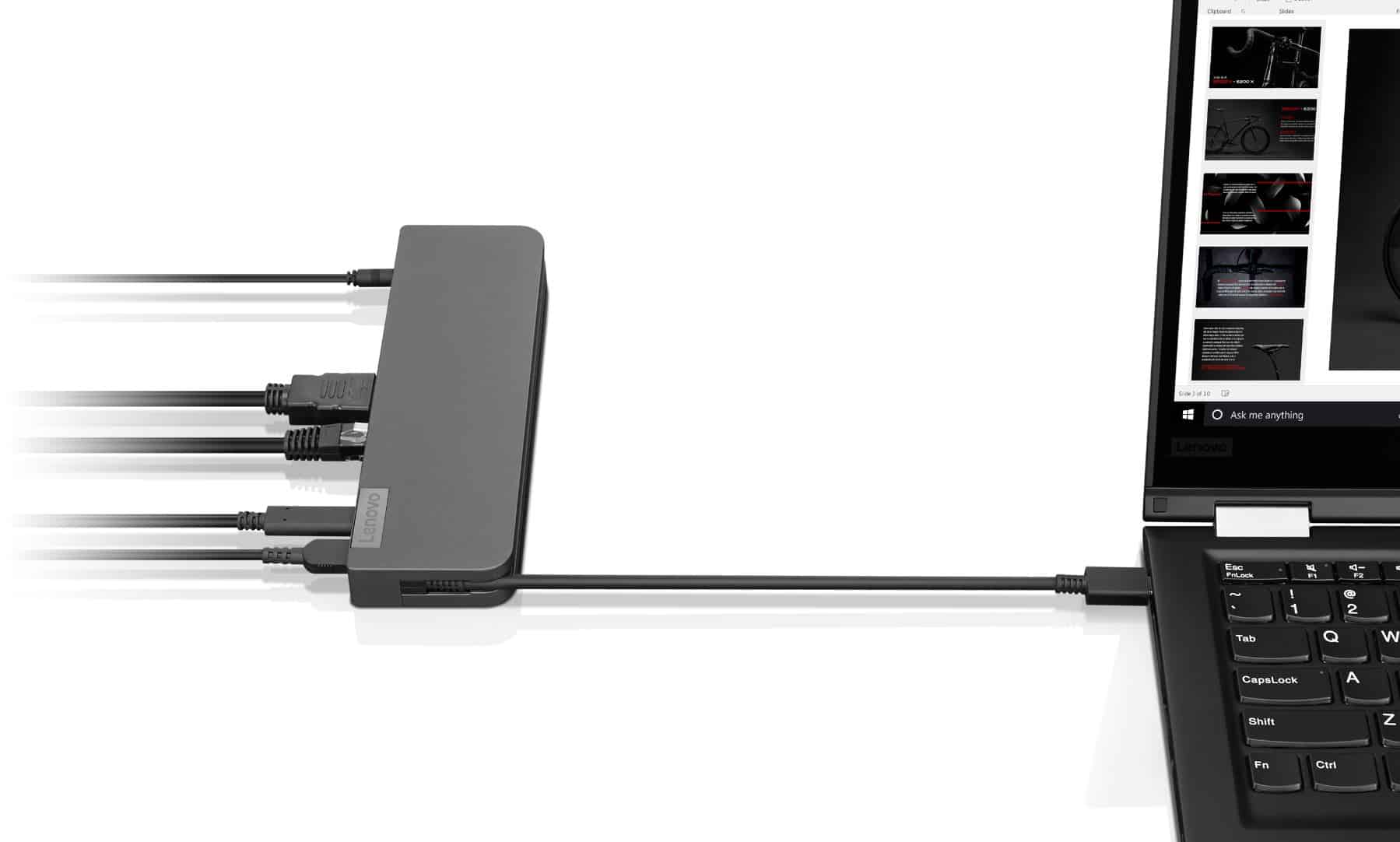 Mini Dock Lenovo USB-C - Puertos USB X 3 - Puerto De Carga - Conector De Audio - HDMI X 1 - VGA X 1 - Giga Bit RJ45 - 40AU0065US miniatura 4