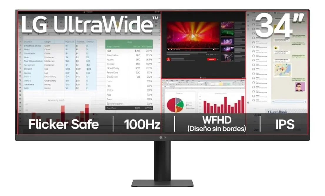 Monitor LG 34" 34U511A-B - Panel IPS - HDMI - FHD - Ultrawide - 2560 X 1080 - 100HZ - 5MS miniatura 2