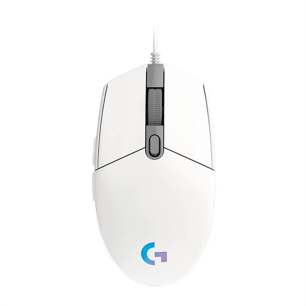 Mouse Gaming Logitech G203 Lightsync - Blanco - USB - Alambrico - Rgb - 6 Botones Programables - Resol. 200 / 8000 Dpi - Respuesta 1000 Hz (1MS)