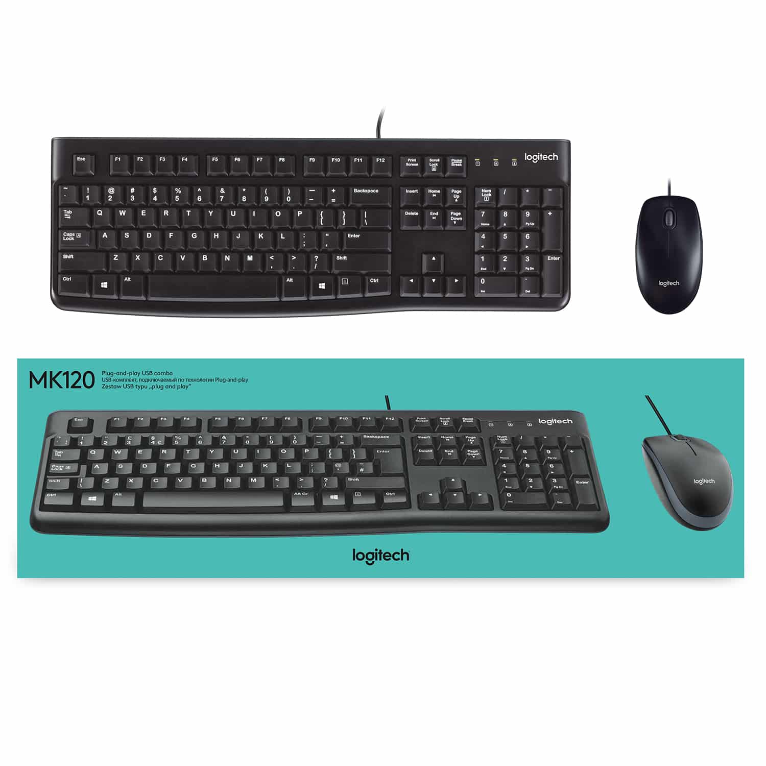 Teclado Logitech K120 - Alambrico - USB - Negro