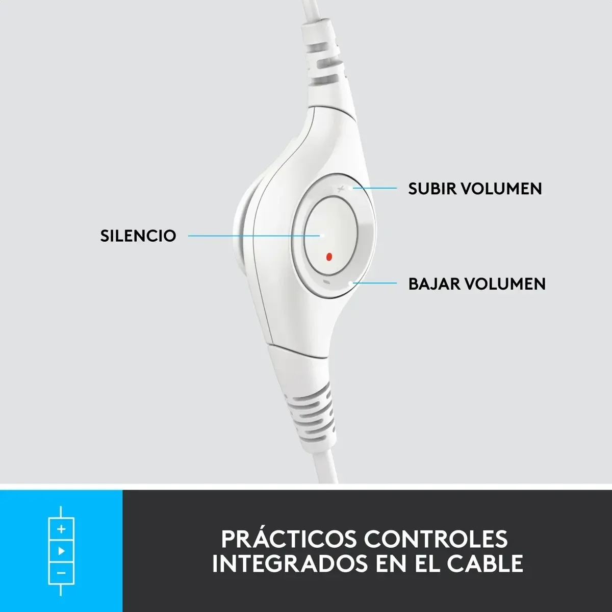 Diadema Logitech H390 - USB - Con Microfono - Permite Controlar El Volumen - Blanca miniatura 4