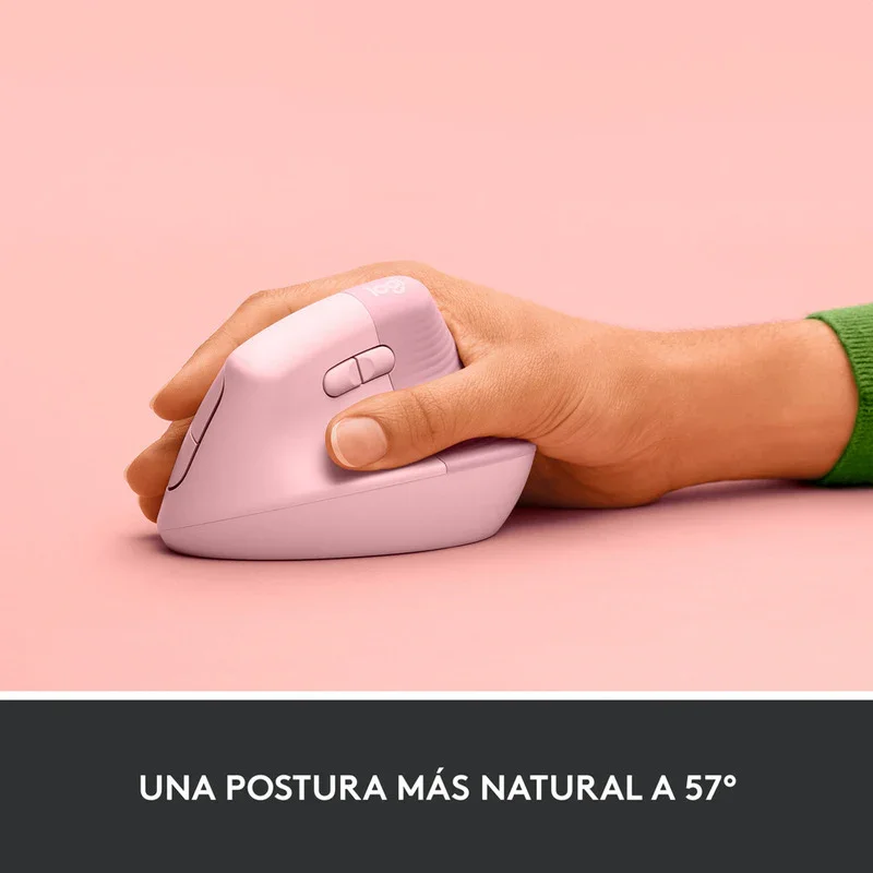 Mouse Logitech Lift Vertical - Ergonomico - Inalambrico - Bluetooth - 6 Botones - USB - Rosa miniatura 3