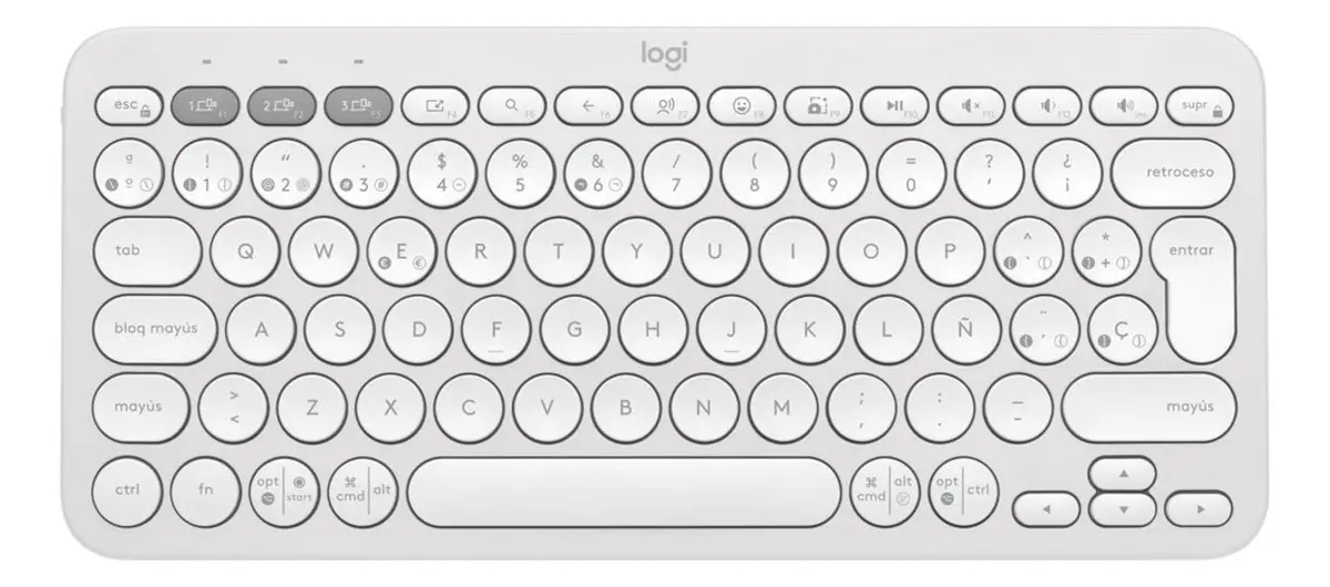 Teclado Logitech Pebble Keys 2 K380S - Inalambrico - Bluetooth - Silencioso - Teclas Especiales Y Personalizables - Compacto - Blanco