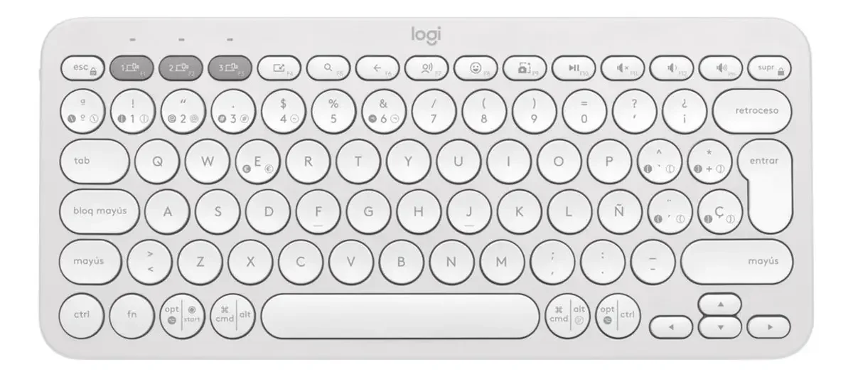 Teclado Logitech Pebble Keys 2 K380S - Inalambrico - Bluetooth - Silencioso - Teclas Especiales Y Personalizables - Compacto - Blanco miniatura 2