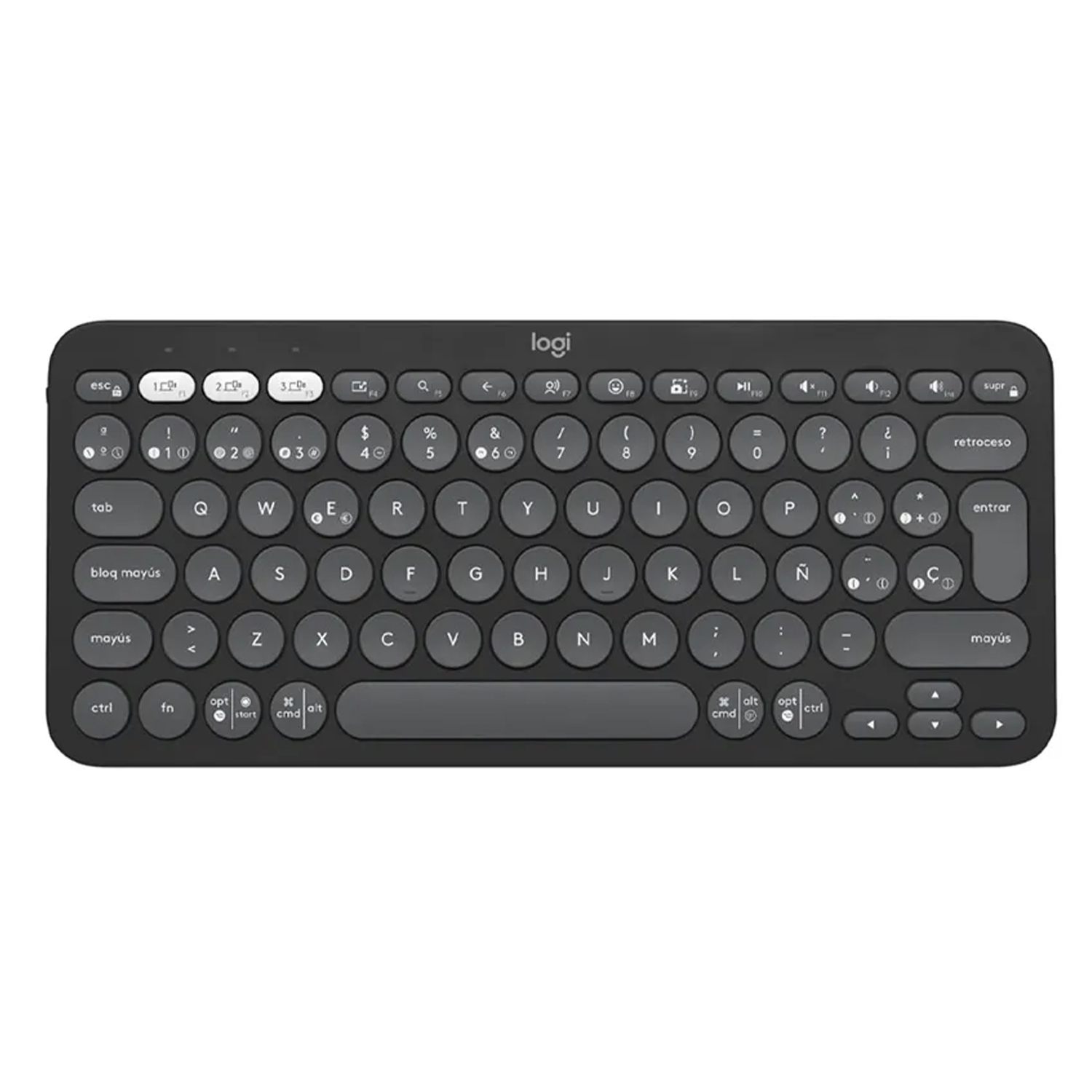 Teclado Logitech Pebble Keys 2 K380S - Inalambrico - Bluetooth - Silencioso - Teclas Especiales Y Personalizables - Compacto - Grafito