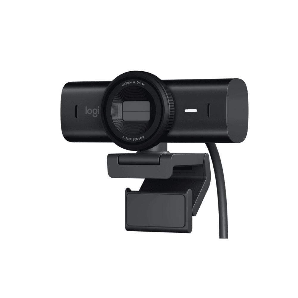 Camara Web Logitech Mx Brio - UHD 4K/30 Fps - Campo Visual 90°/78°/65° - 2 Microfonos - USB-C - Negra - Con Clip Y Tapa - Lente En Cristal
