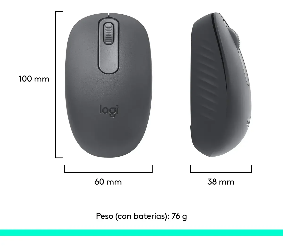 Mouse Logitech M196 - Inalambrico - Bluetooth - USB - Grafito miniatura 4