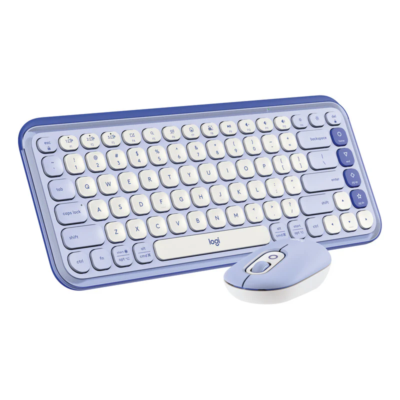 Combo Teclado Y Mouse Logitech Pop Icon - Inalambrico - Bluetooth - Silencioso - Teclas De Accion Y Personalizables - Lila Y Blanco