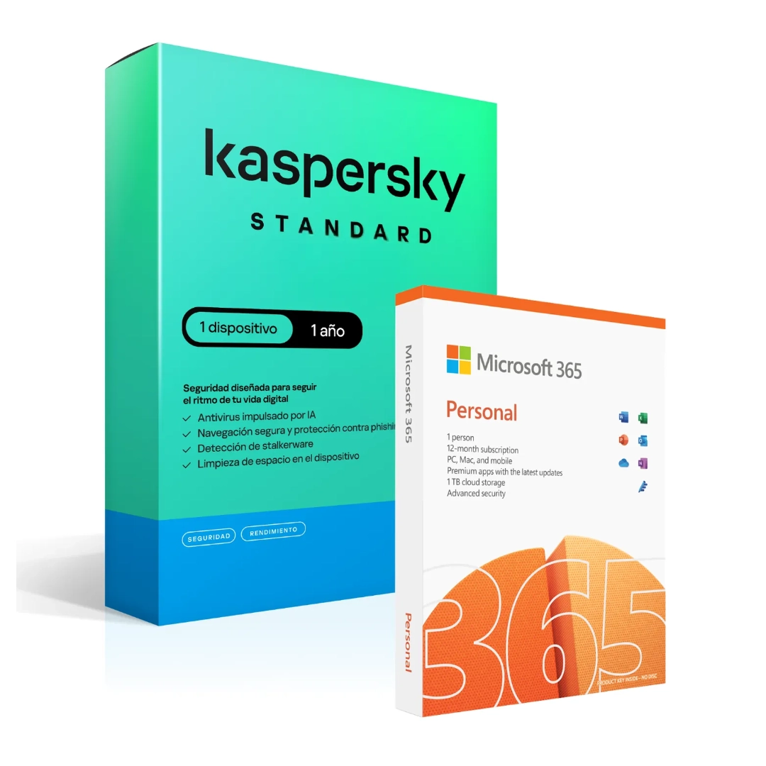 Microsoft Office 365 Personal 1 Usuario 5 Dispositivos ESD + Kaspersky 1 Usuario .standard 12 Meses - Pines Virtuales