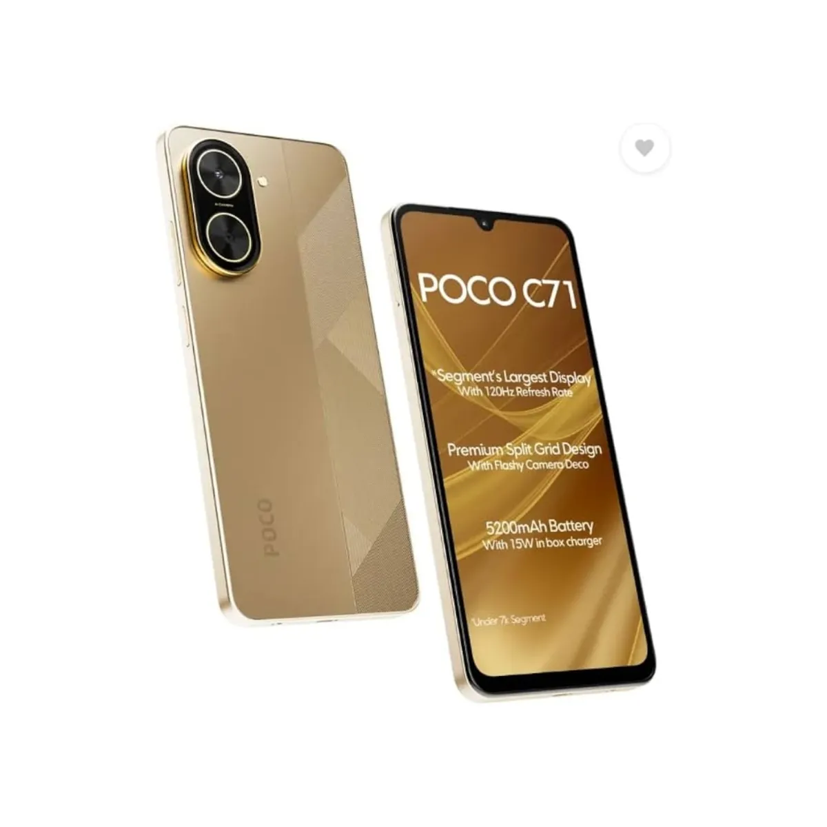 Poco C71 - Pantalla 6,88" - Octa Core 1,8GHZ / 1,6GHZ - 64GB - Memoria 4GB - Doble Camara - Android 15 - Dual SIM - 4G LTE - Dorado
