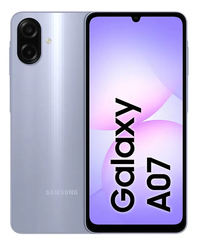 Samsung A07 SM-A075M - Pantalla 6,7" - Octa Core 2,2GHZ / 2,0GHZ - 128GB - Memoria 4GB - Doble Camara - Android 15 - Dual SIM - 4G LTE - Violeta
