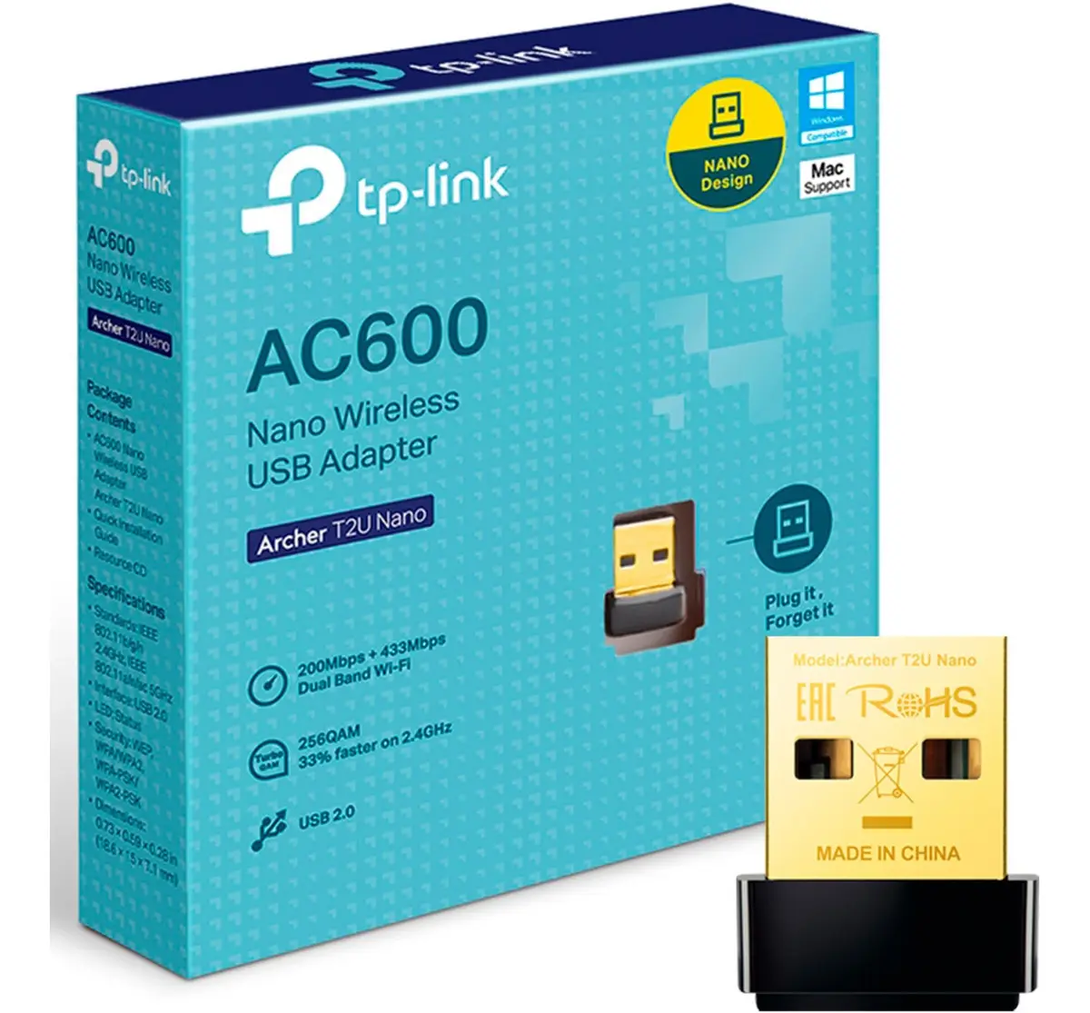Adaptador Inalambrico Nano USB Tp-link Archer T2U Nano - AC600 - Doble Banda