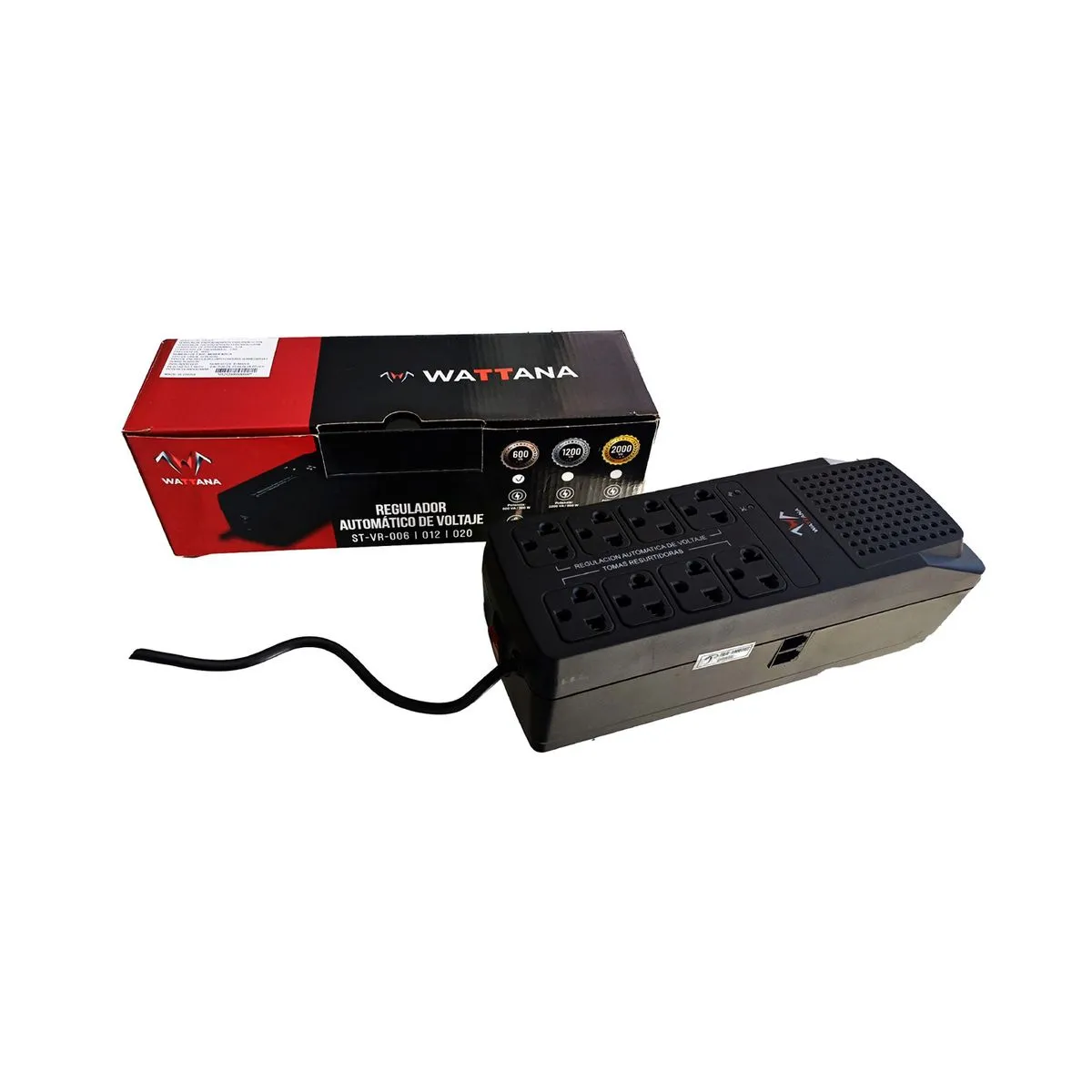Regulador De Voltaje Wattana - 1200VA - 600W - 8 Tomas De Salida
