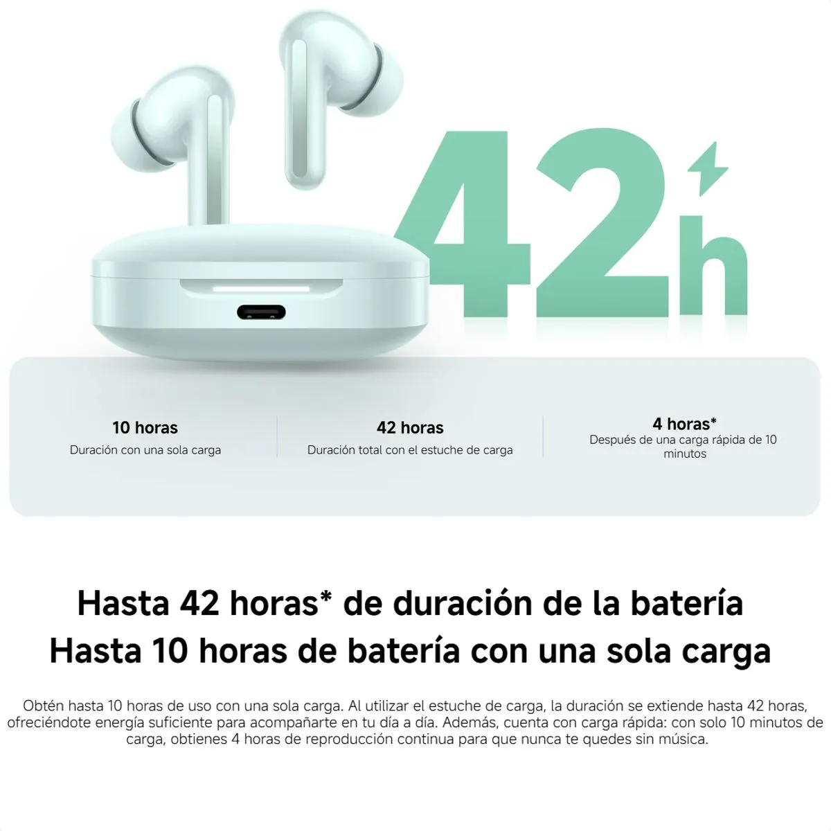 Redmi Buds 6 - Cancelacion De Ruido - Doble Microfono - Sonido 360 - BT 5,4 - Control Tactil - IP54* - 10H Carga Unica + 42H Del Estuche - C Green miniatura 2