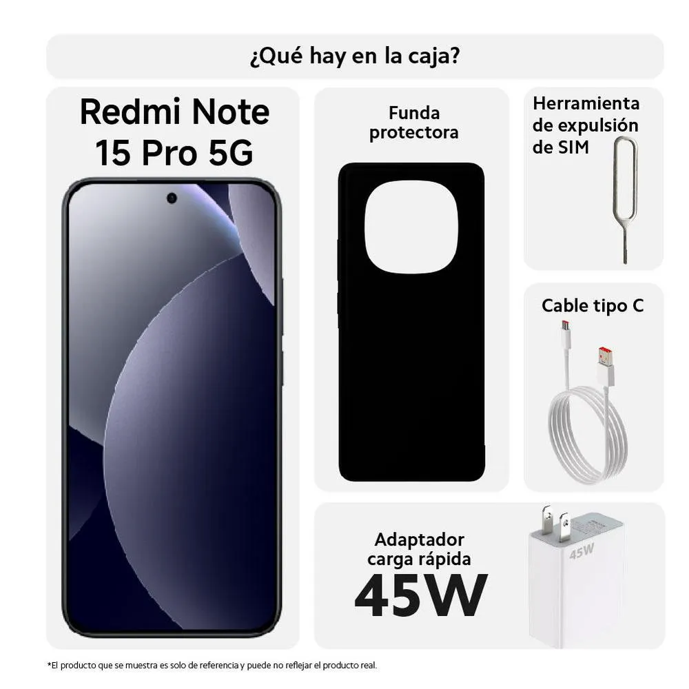 Xiaomi Redmi Note 15 Pro 5G - Pantalla 6,83" - Octa Core 2,6GHZ / 2,0GHZ - 256GB - Memoria 8GB - Triple Camara - Android 15 - Dual SIM - 5G - Titanium