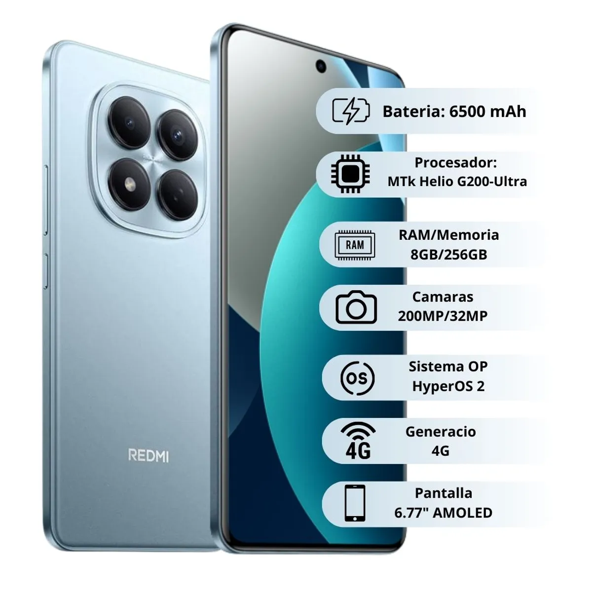 Xiaomi Redmi Note 15 - Pantalla 6,77" - Octa Core 2,2GHZ / 2,0GHZ - 512GB - Memoria 8GB - Triple Camara - Android 15 - Dual SIM - 4G LTE - Blue miniatura 2