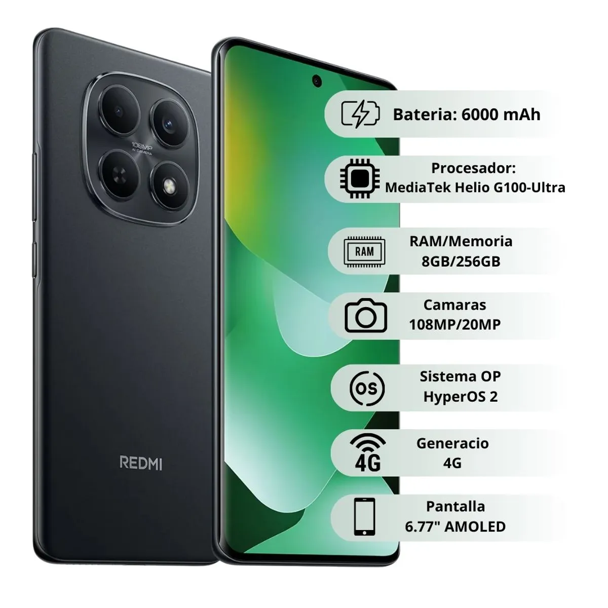 Xiaomi Redmi Note 15 - Pantalla 6,77" - Octa Core 2,2GHZ / 2,0GHZ - 512GB - Memoria 8GB - Triple Camara - Android 15 - Dual SIM - 4G LTE - Black miniatura 2
